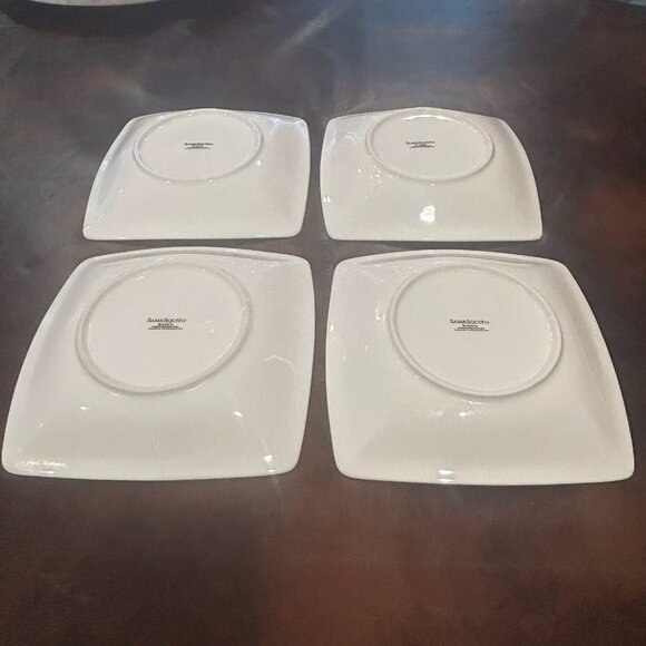 NWOT Sam & Squito  White Square Salad Dessert Plates Set of 4 - Picture 6 of 13